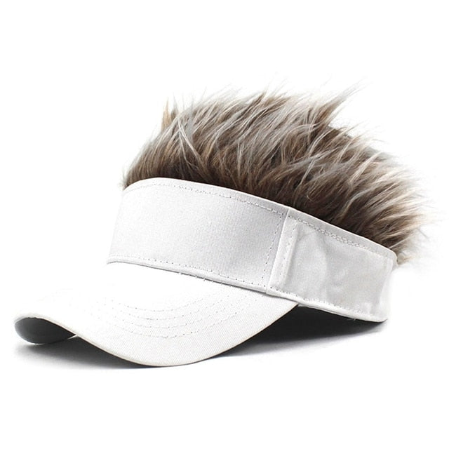 Novelty Baseball Cap Fake Hair Visor