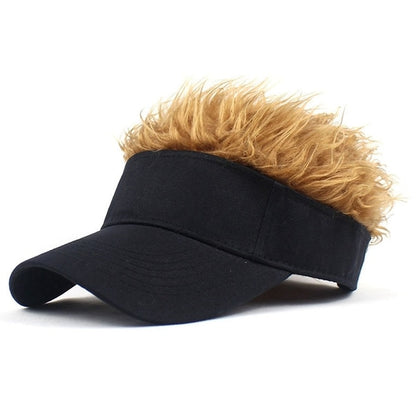 Novelty Baseball Cap Fake Hair Visor