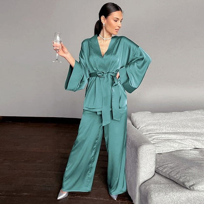 2 Piece Set Satin Sleepwear - The Sennett Store