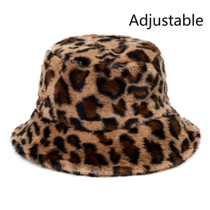 Winter Cow Leopard Faux Fur Fluffy Bucket Hats