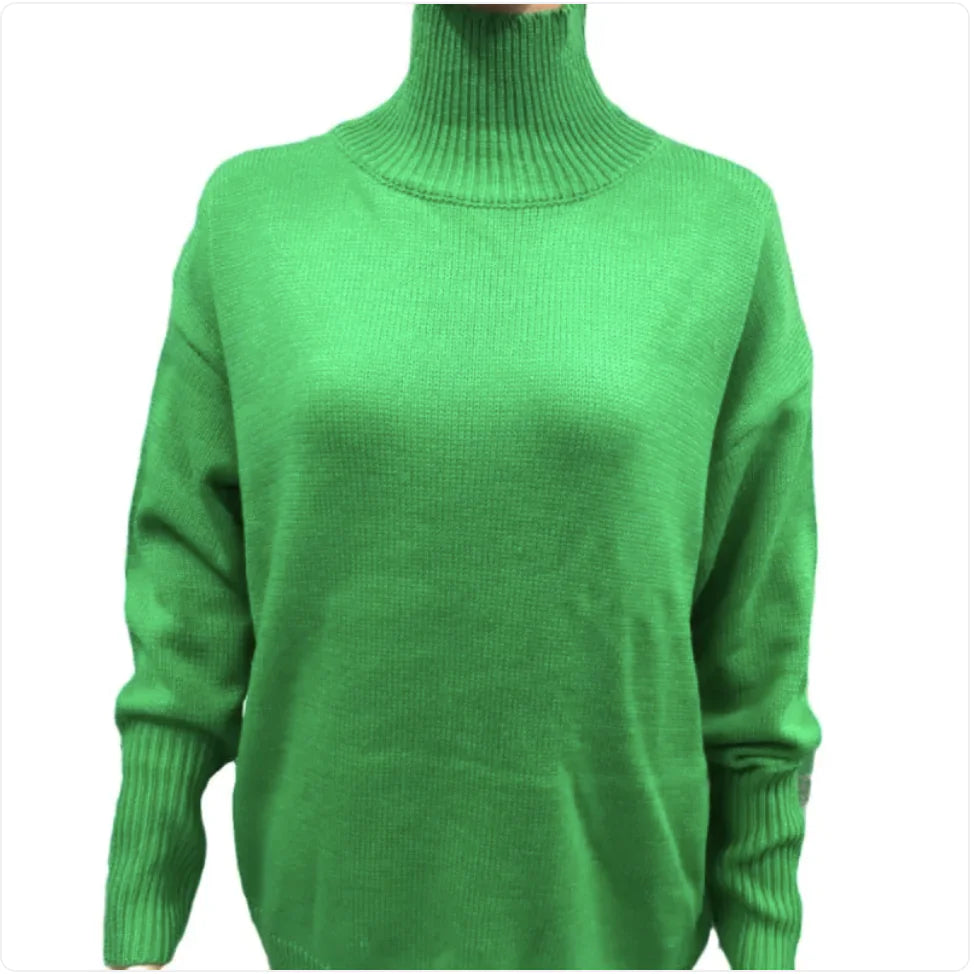 Women's Cozy Long-Sleeve Solid Color Pullover Sweater