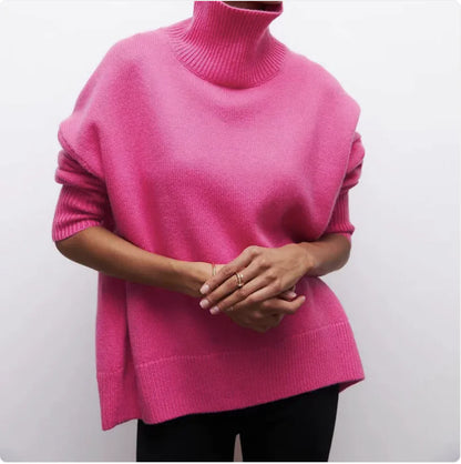 Women's Cozy Long-Sleeve Solid Color Pullover Sweater