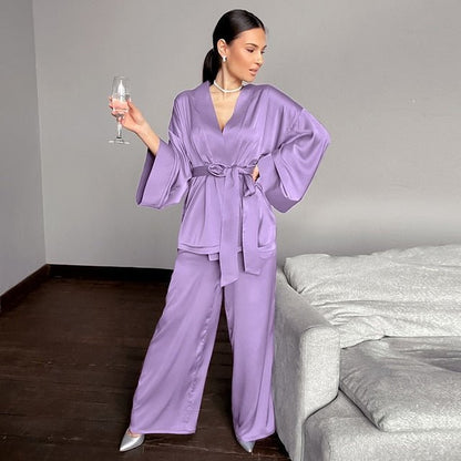 2 Piece Set Satin Sleepwear - The Sennett Store