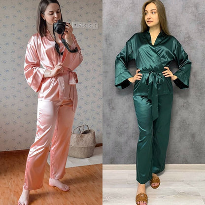 2 Piece Set Satin Sleepwear - The Sennett Store