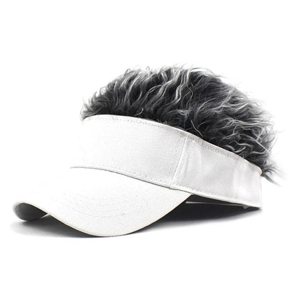 Novelty Baseball Cap Fake Hair Visor