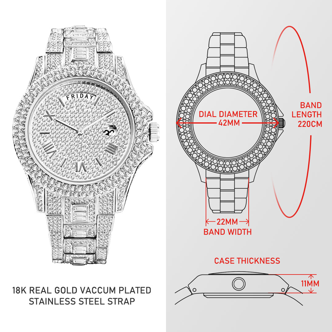 Men's Calendar Quartz  Diamond Watch