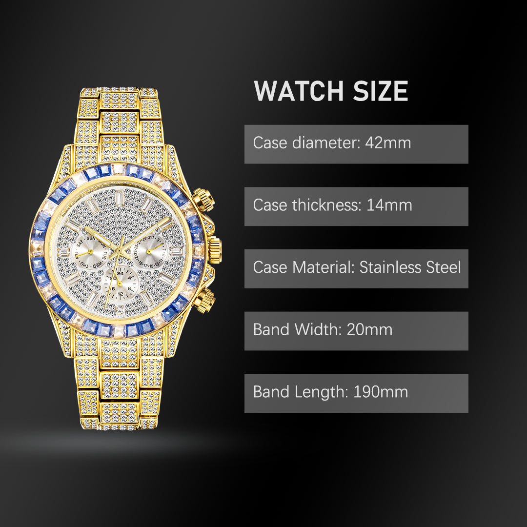 Luxury Gold plated Waterproof Stainless Steel Watch