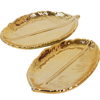 Nordic Ins Gold Leaf Ceramic Storage Tray